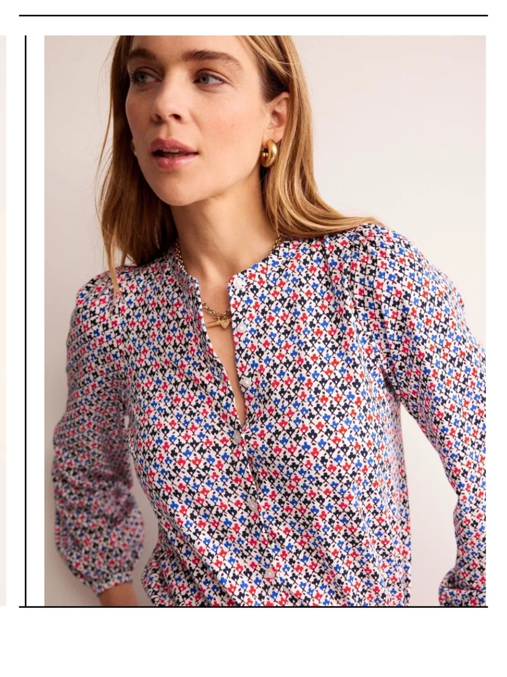 Boden Marina Jersey Shirt Women's Multi-Color print button down